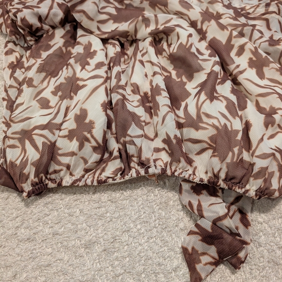 Luxxel Brown Tie Front Ruffled Sundress - Picture 9 of 9